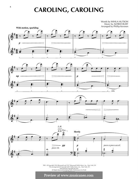 Caroling, Caroling (Nat King Cole): Für Klavier (jazz version) by Alfred Burt