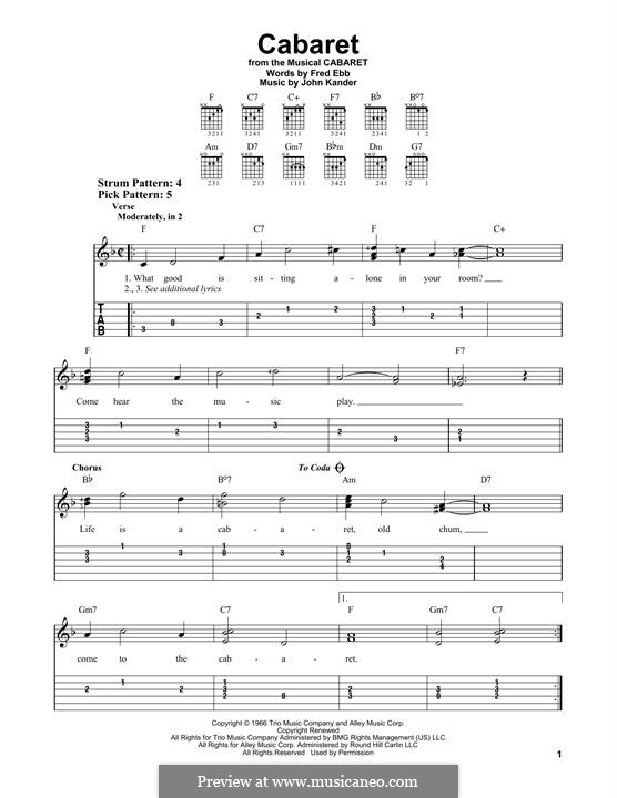 Cabaret (Liza Minnelli): Für Gitarre by John Kander