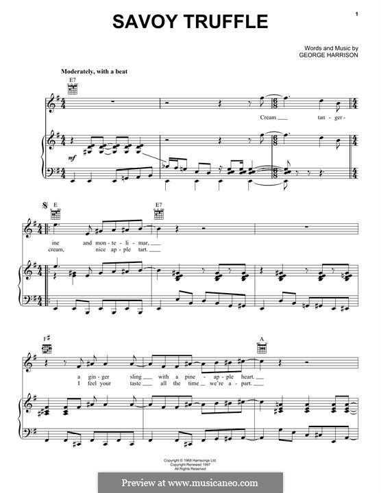 Savoy Truffle (The Beatles): Für Stimme und Klavier (oder Gitarre) by George Harrison