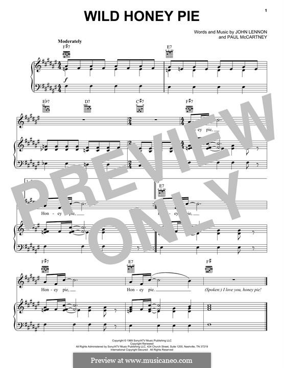 Wild Honey Pie (The Beatles): Für Stimme und Klavier (oder Gitarre) by John Lennon, Paul McCartney