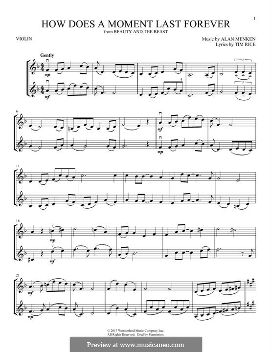 How Does a Moment Last Forever (Celine Dion): Für Violine by Alan Menken
