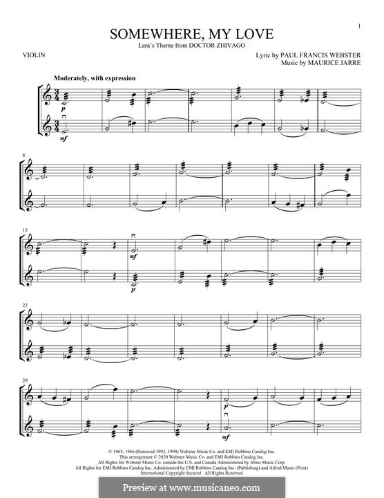 Somewhere My Love (Lara's Theme): Für Violine by Maurice Jarre