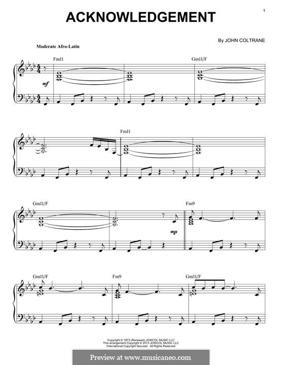 Acknowledgement: Für Klavier by John Coltrane