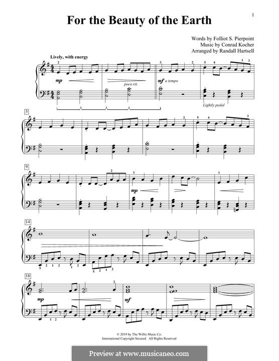 For the Beauty of the Earth: Für Klavier by Conrad Kocher