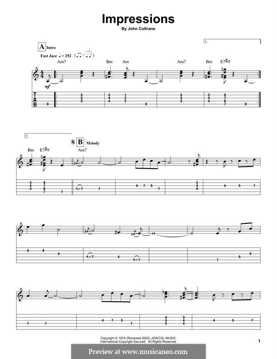 Impressions (Pat Martino): Für Gitarre by John Coltrane
