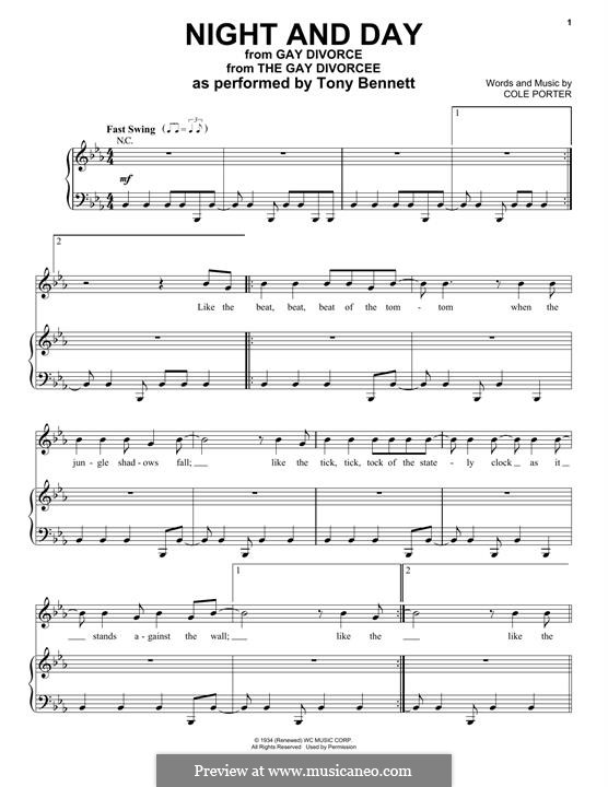 Night and Day (Frank Sinatra): Für Stimme und Klavier (Tony Bennett) by Cole Porter