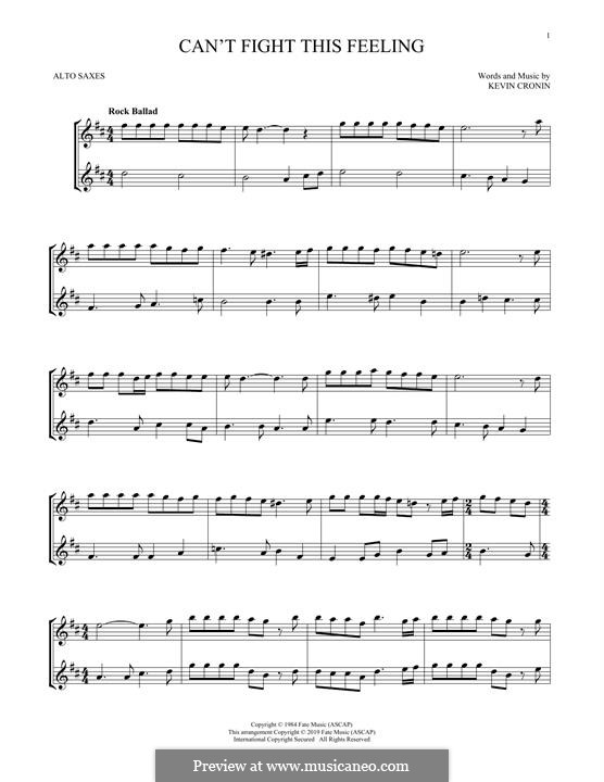 Can't Fight This Feeling: For two alto saxophones by Kevin Cronin