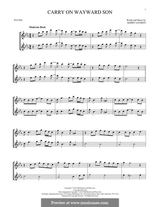 Carry on Wayward Son (Kansas): Für zwei Flöten by Kerry Livgren