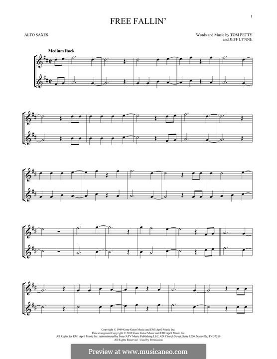 Free Fallin': For two alto saxophones by Jeff Lynne