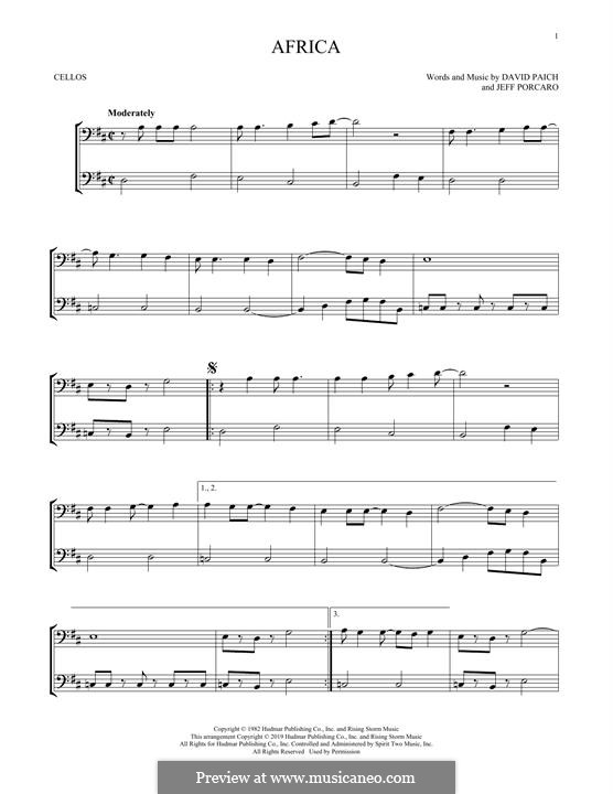 Africa (Toto): Für Cello by David Paich, Jeff Porcaro