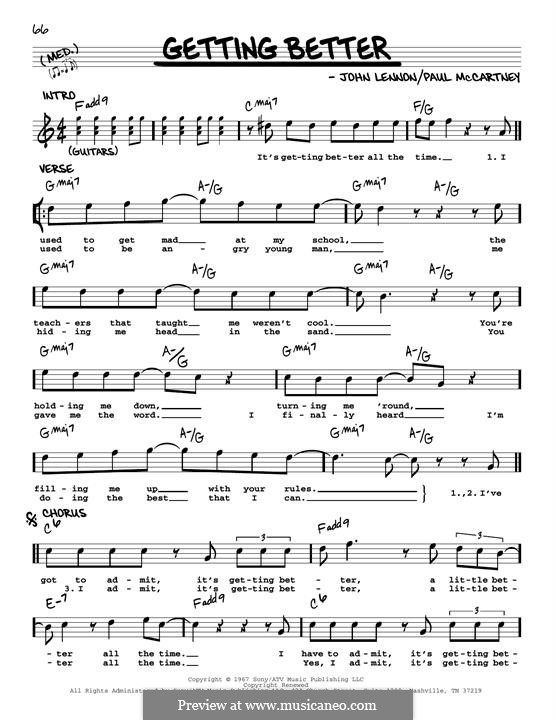Getting Better (The Beatles): Melody line (jazz version) by John Lennon, Paul McCartney