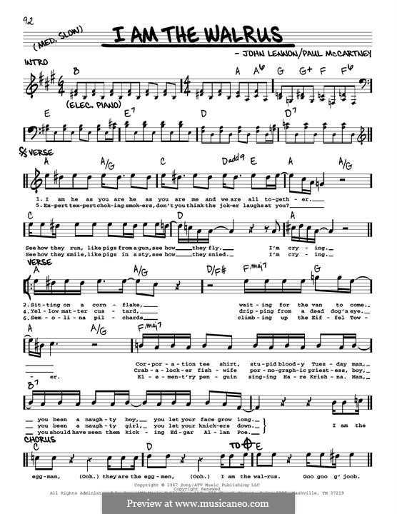 I am the Walrus (The Beatles): Melody line (jazz version) by John Lennon, Paul McCartney