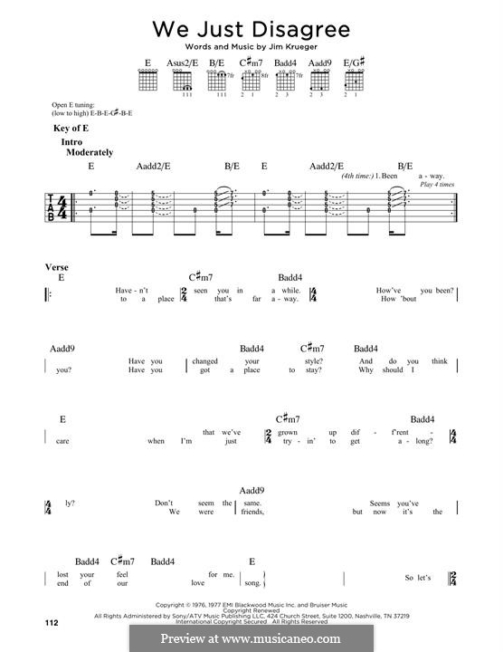 We Just Disagree (Dave Mason): Für Gitarre by Jim Krueger