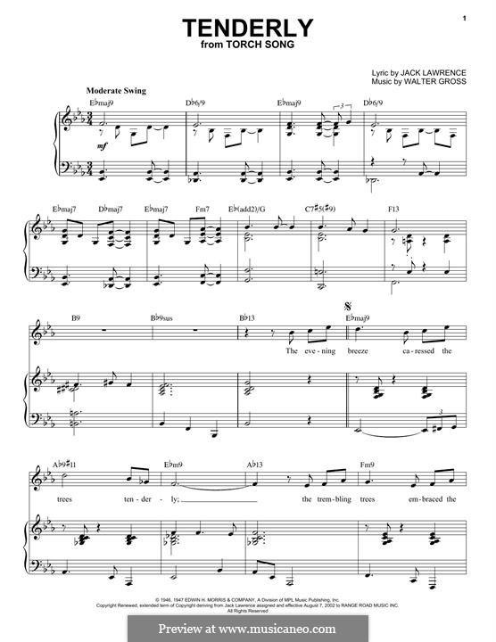 Tenderly: For voice and piano (jazz version) by Walter Gross