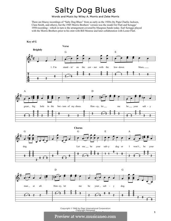 Salty Dog Blues (Flatt & Scruggs): Für Gitarre by Wiley A. Morris, Zeke Morris