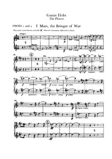 Vollständige Suite: Oboenstimmen I-II by Gustav Holst