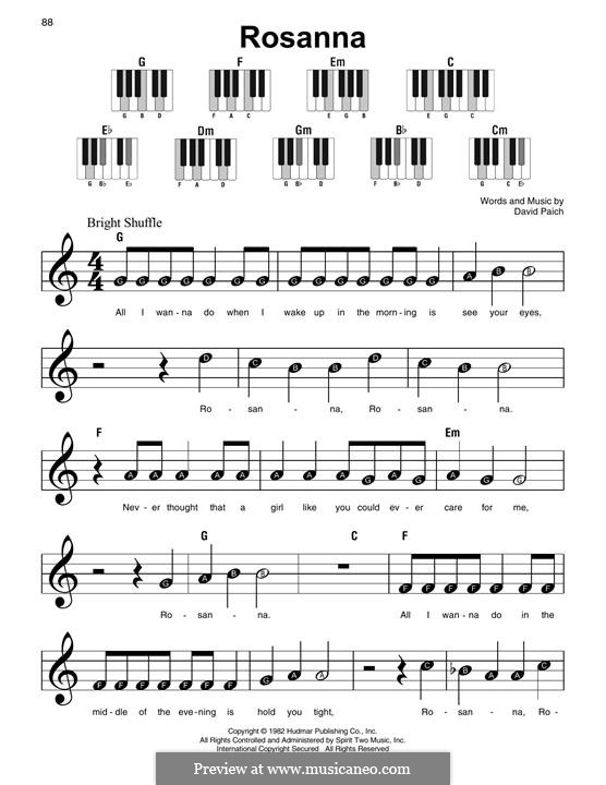 Rosanna (Toto): Für Klavier, leicht by David Paich