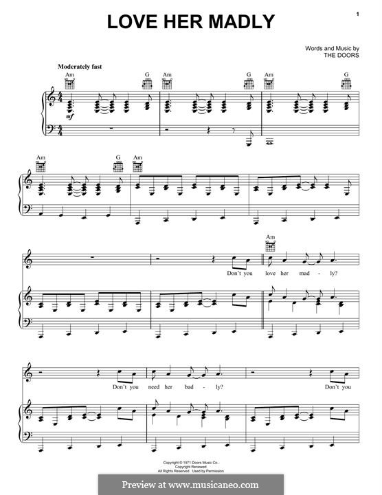 Love Her Madly: Für Stimme und Klavier (oder Gitarre) by The Doors