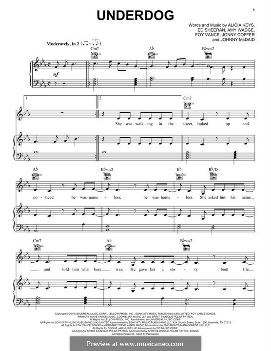 Underdog: Für Stimme und Klavier (oder Gitarre) by Alicia Keys