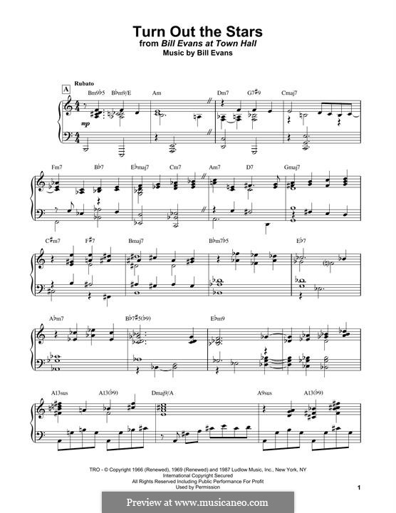 Turn Out the Stars: Für Klavier, leicht by Bill Evans