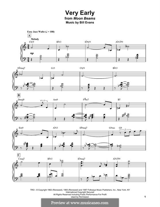 Very Early: Für Klavier, leicht by Bill Evans
