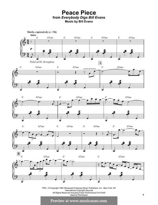 Peace Piece: Für Klavier, leicht by Bill Evans