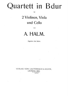Streichquartett in B-Dur: Stimmen by August Halm