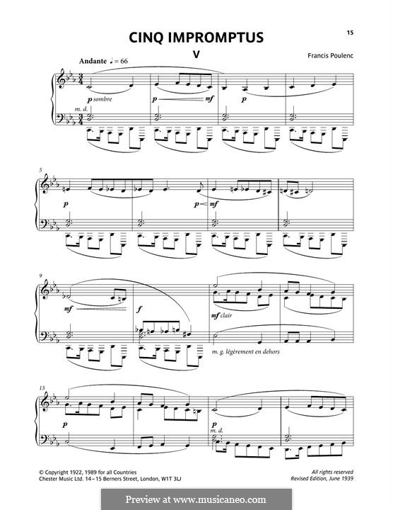 Five Impromptus: V. Andante by Francis Poulenc
