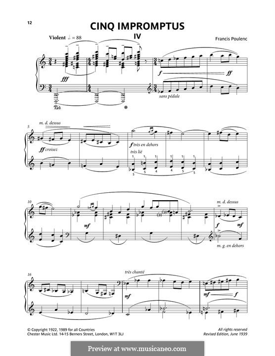 Five Impromptus: IV. Violent by Francis Poulenc