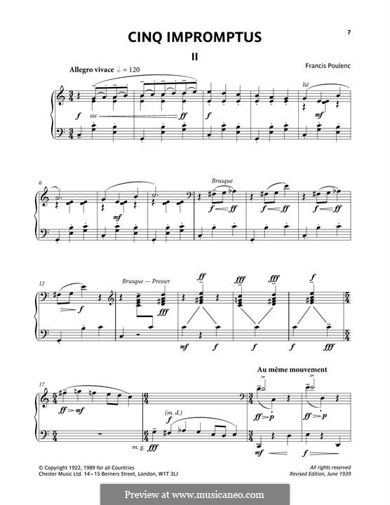 Five Impromptus: II. Allegro Vivace by Francis Poulenc