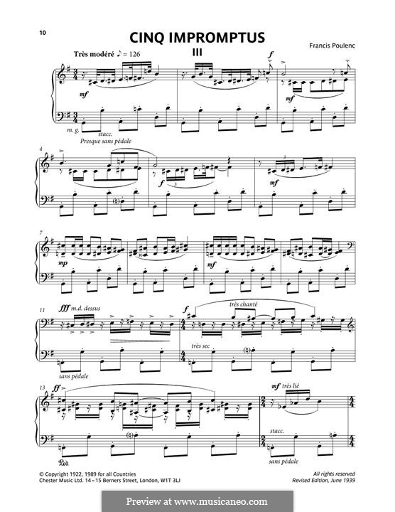 Five Impromptus: III. Tres Modere by Francis Poulenc
