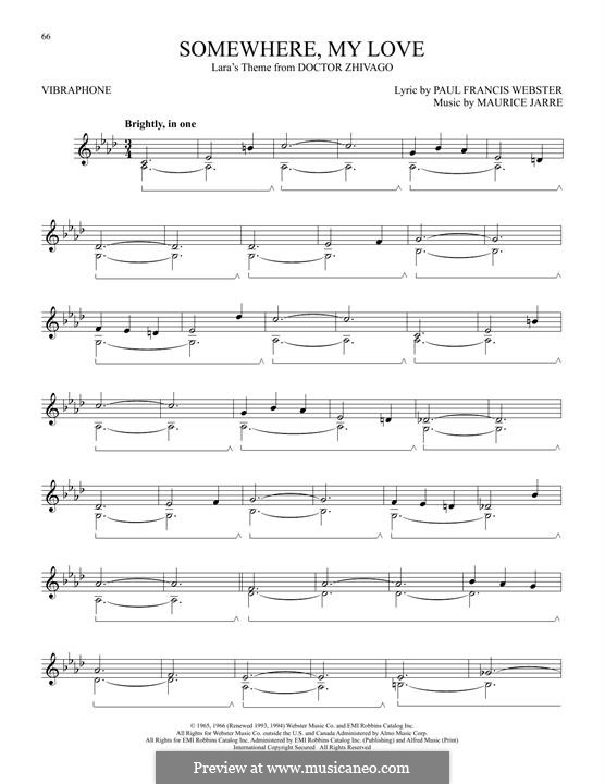 Somewhere My Love (Lara's Theme): For vibraphone by Maurice Jarre