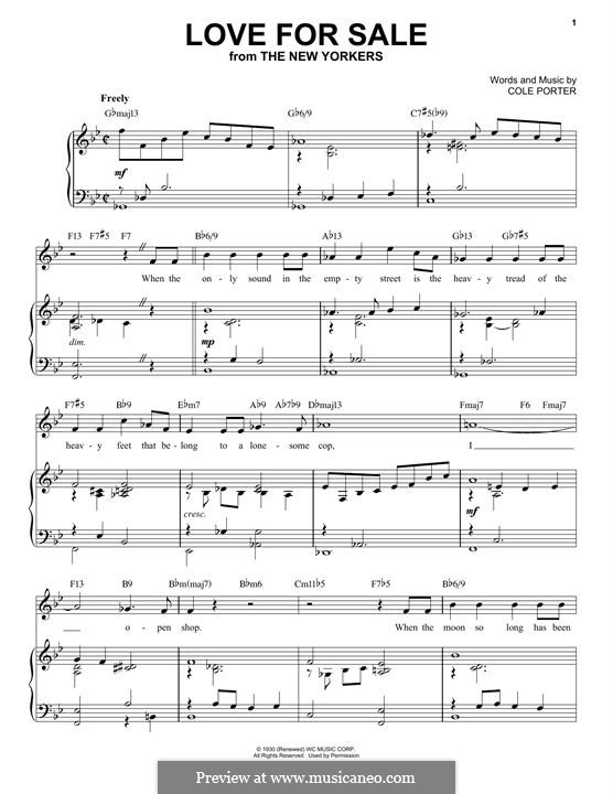 Love for Sale: For voice and piano (jazz version) by Cole Porter