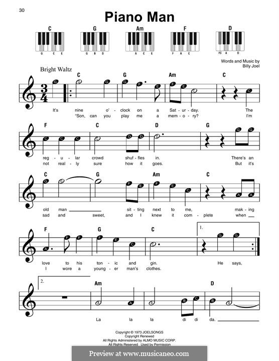 Piano Man: Für Klavier, leicht by Billy Joel