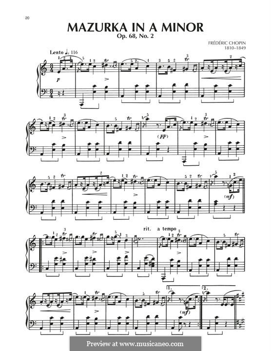 Mazurkas, Op. posth.68: No.2 in A Minor by Frédéric Chopin