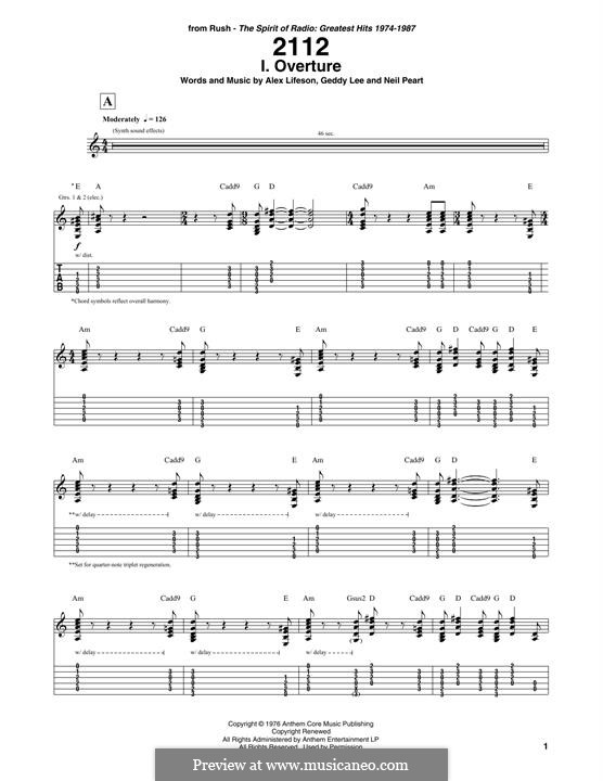 2112 (Rush): I. Overture, for guitar by Alex Lifeson