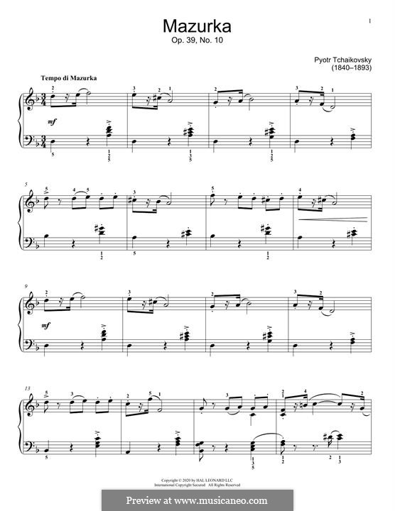 Nr.10 Mazurka: Für Klavier by Pjotr Tschaikowski