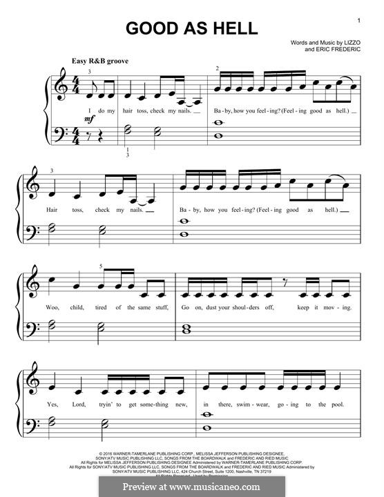 Good as Hell: Für Klavier, leicht by Eric Frederic, Lizzo
