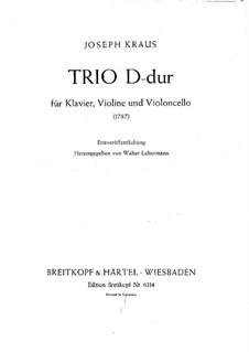 Klaviertrio in D-Dur, VB 171: Vollpartitur by Joseph Martin Kraus