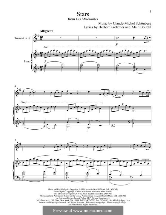 Stars: For trumpet and piano by Claude-Michel Schönberg