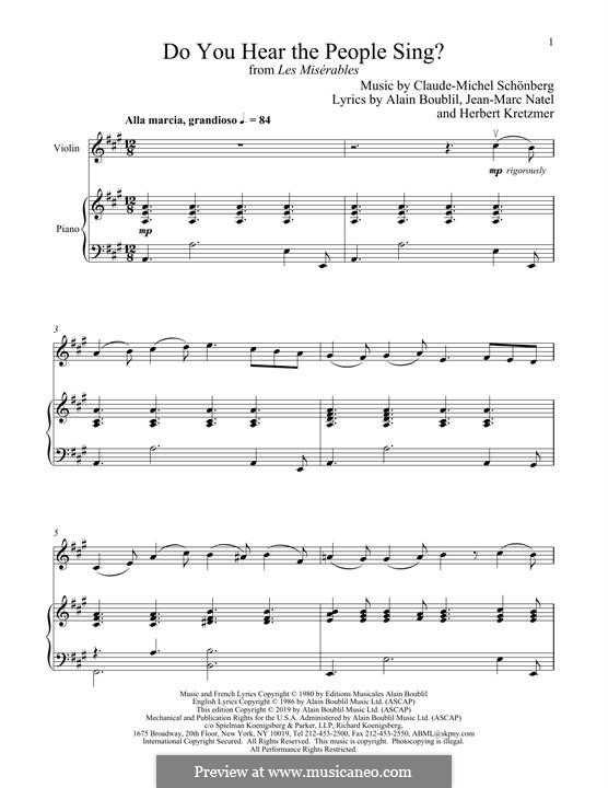 Do You Hear the People Sing: Für Violine und Klavier by Claude-Michel Schönberg