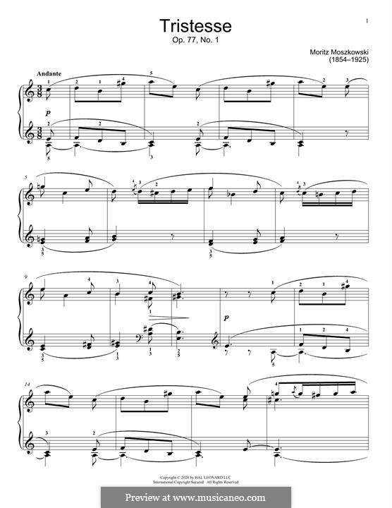 Zehn kleine Stücke, Op.77: No.1 Tristesse by Moritz Moszkowski