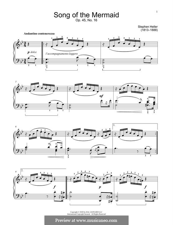 Fünfundzwanzig Etüden, Op.45: Etude No.1 (Song of The Mermaid) by Stephen Heller
