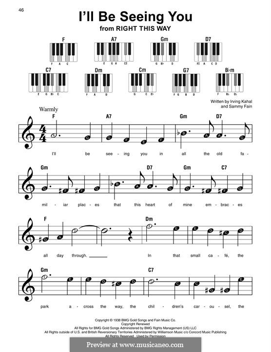 I'll Be Seeing You: Für Klavier by Irving Kahal, Sammy Fain