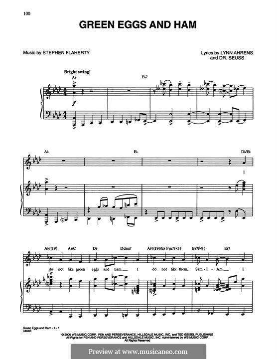 Green Eggs and Ham (Dr. Seuss): Für Stimme und Klavier by Stephen Flaherty