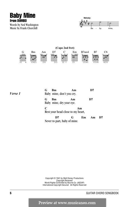 Baby Mine (from Walt Disney's Dumbo): Für Gitarre by Frank Churchill