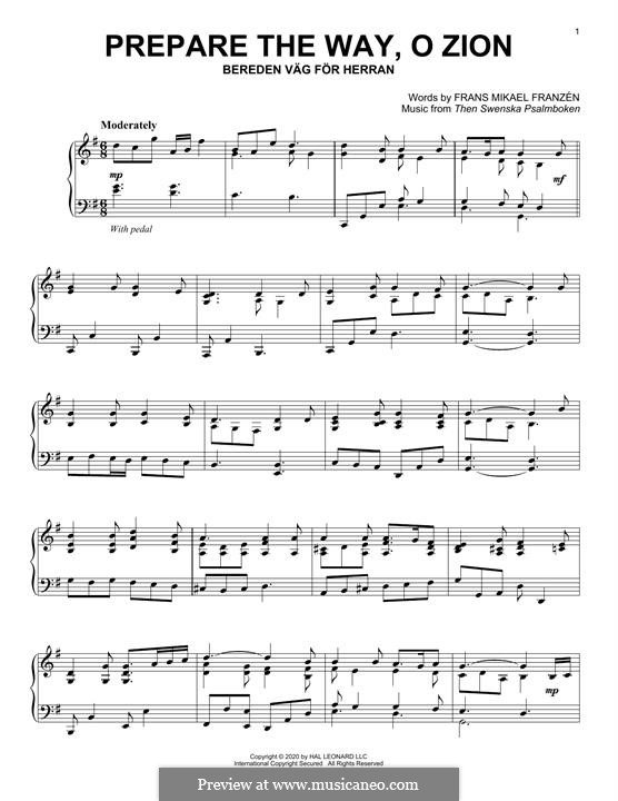 Prepare The Way, O Zion (Frans Mikael Frazen): Prepare The Way, O Zion (Frans Mikael Frazen) by Unknown (works before 1850)