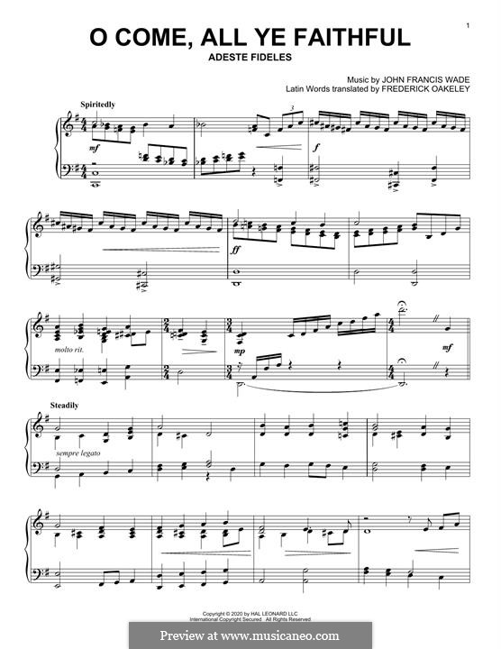 Piano version: Easy version by John Francis Wade