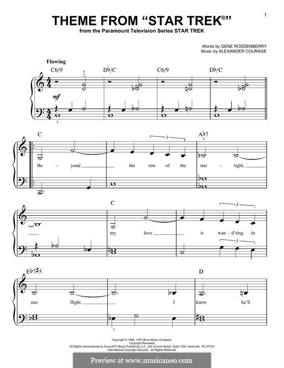 Star Trek. Theme: Für Klavier by Alexander Courage