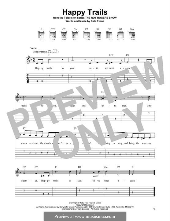 Happy Trails (from The Roy Rogers Show): Für Gitarre by Dale Evans